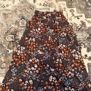 Floral Women's Skirt - Brown and Orange